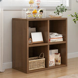 Simple Modern Rectangular Natural Wood Short Bookcase Image - 5