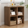 Simple Modern Rectangular Natural Wood Short Bookcase Image - 5