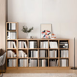 Simple Modern Rectangular Natural Wood Short Bookcase Image - 6