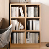 Simple Modern Rectangular Natural Wood Short Bookcase Image - 7