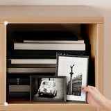 Simple Modern Rectangular Natural Wood Short Bookcase Image - 8