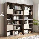 Simple Modish Closed Back Brown Wooden Display Bookcase Image - 1
