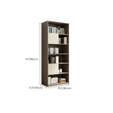 Simple Modish Closed Back Brown Wooden Display Bookcase Image - 11