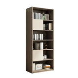 Simple Modish Closed Back Brown Wooden Display Bookcase Image - 2