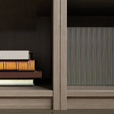 Simple Modish Closed Back Brown Wooden Display Bookcase Image - 5