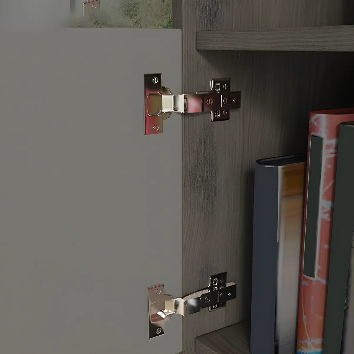 Simple Modish Closed Back Brown Wooden Display Bookcase Image - 6