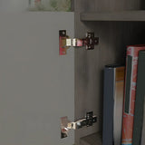 Simple Modish Closed Back Brown Wooden Display Bookcase Image - 6