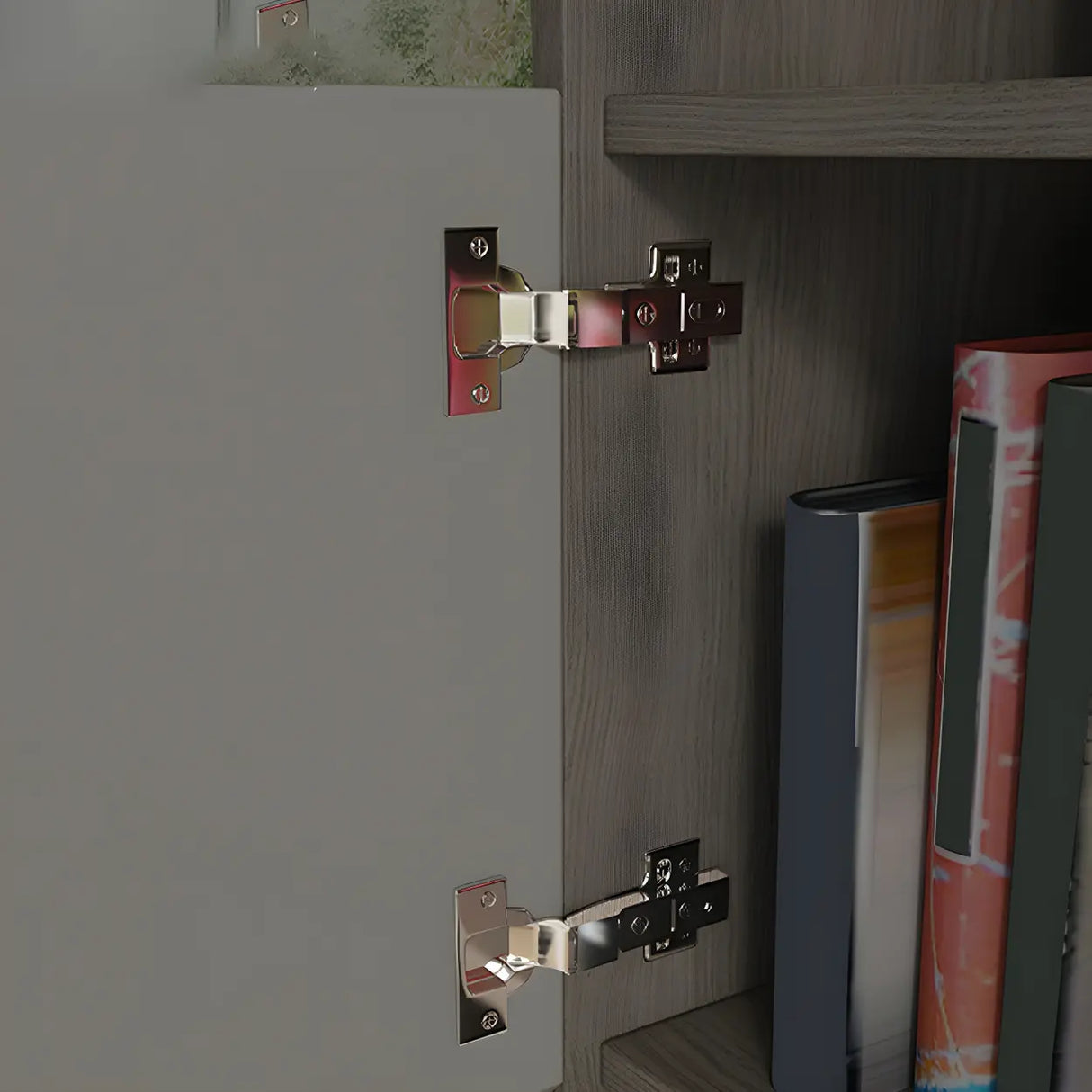 Simple Modish Closed Back Brown Wooden Display Bookcase Image - 6