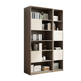 Simple Modish Closed Back Brown Wooden Display Bookcase Image - 7