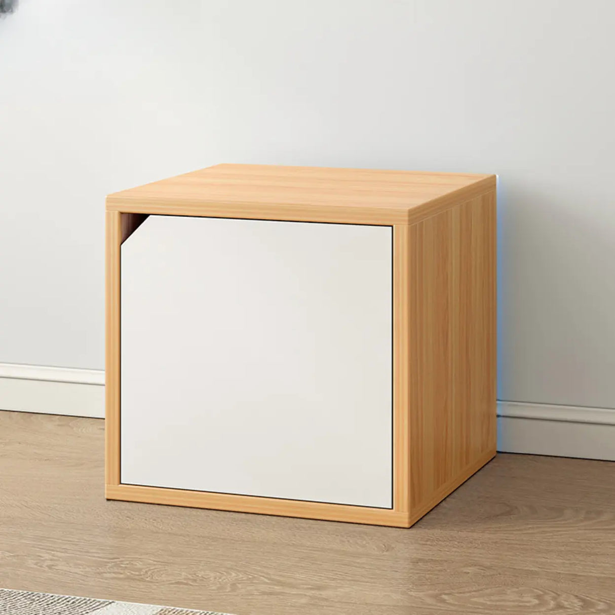Simple Modular Closed Wooden Cubby Storage Bookcase Image - 3