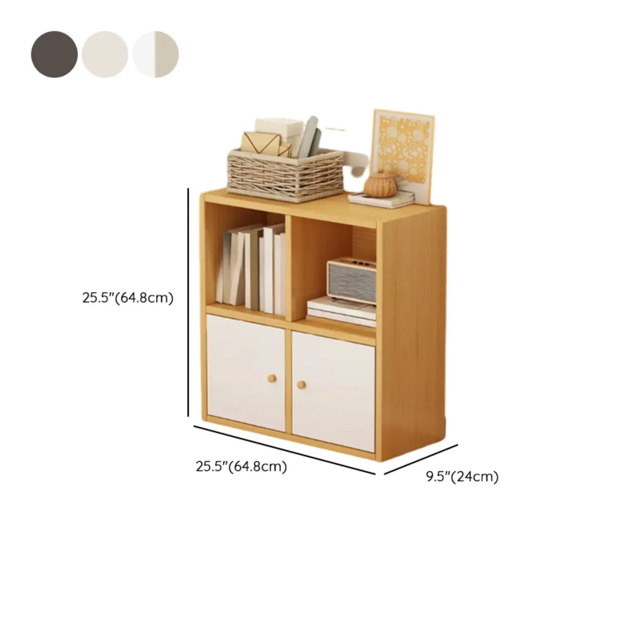 Simple Modular Drawers Wood Cube Short Bookcase 