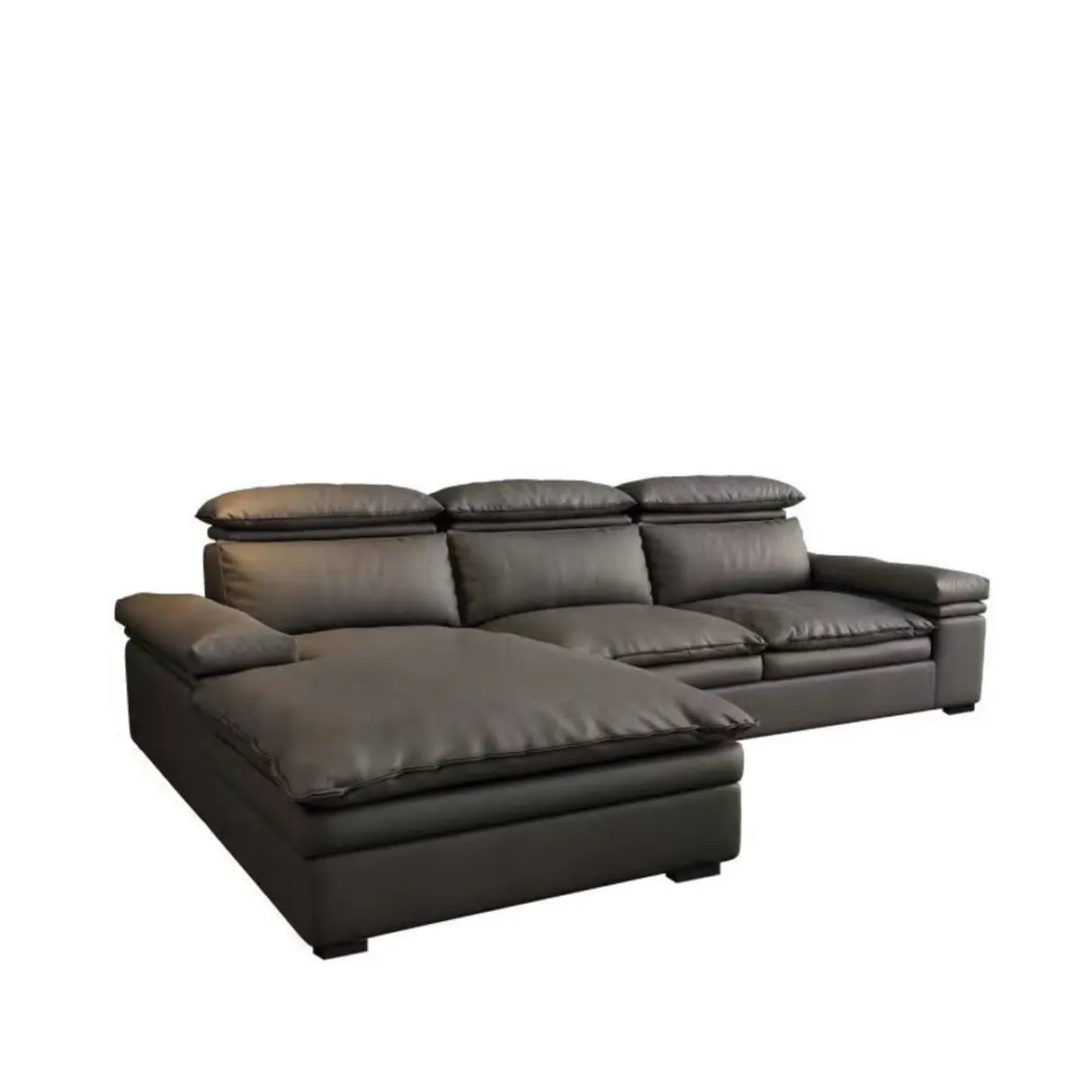 Simple Modular Leather L-Shape Blue Large Sectional Sofa Image - 11