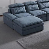 Simple Modular Leather L-Shape Blue Large Sectional Sofa Image - 15