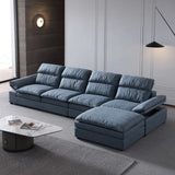 Simple Modular Leather L-Shape Blue Large Sectional Sofa Image - 17