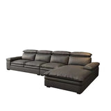 Simple Modular Leather L-Shape Blue Large Sectional Sofa Image - 3