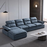Simple Modular Leather L-Shape Blue Large Sectional Sofa Image - 6