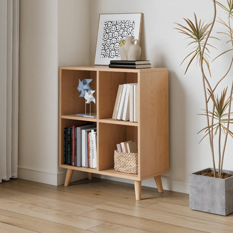 Simple Multi-Level Wood Modular Cube Storage Bookshelf Image - 11