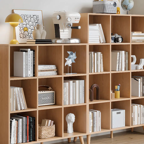 Simple Multi-Level Wood Modular Cube Storage Bookshelf Image - 12