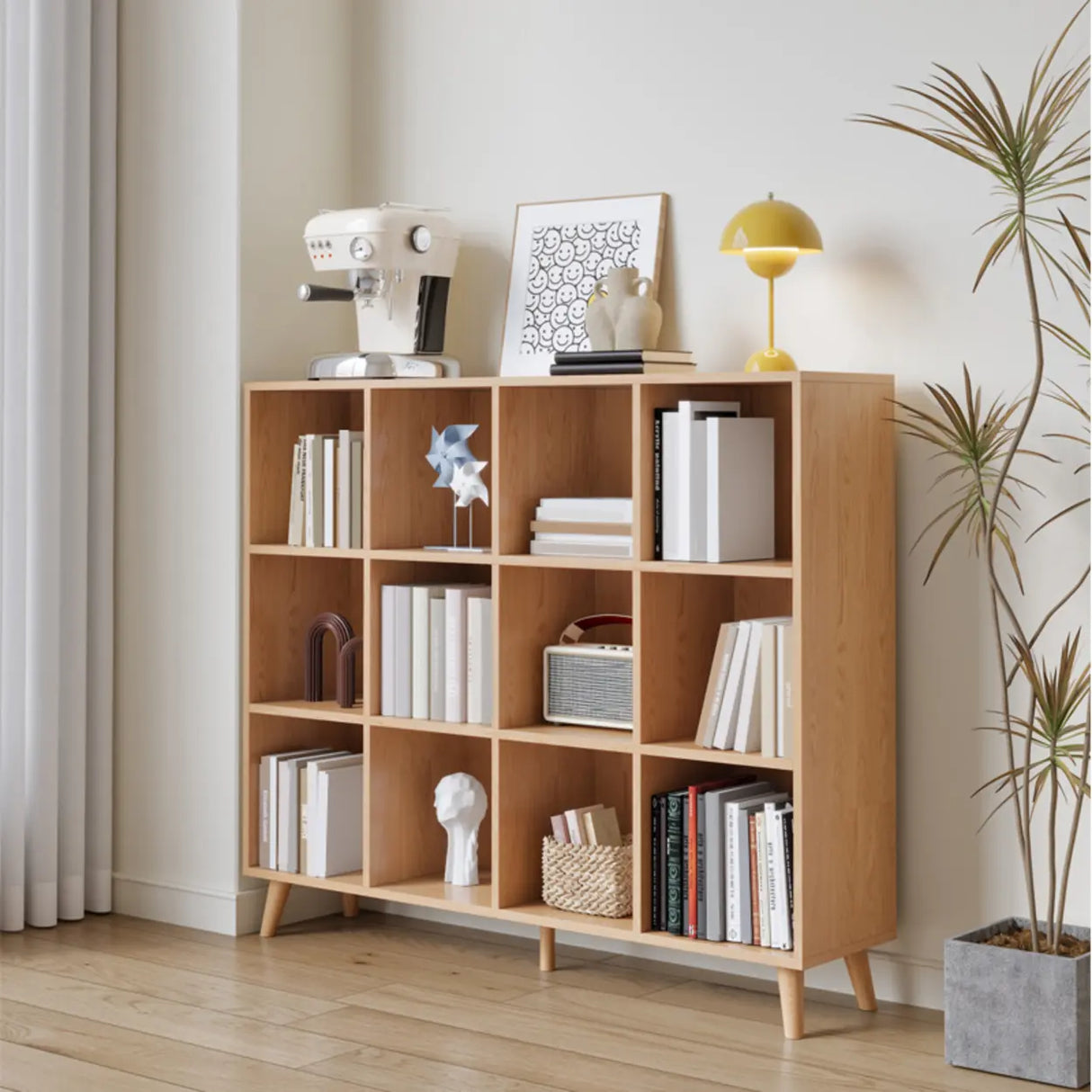 Simple Multi-Level Wood Modular Cube Storage Bookshelf Image - 4