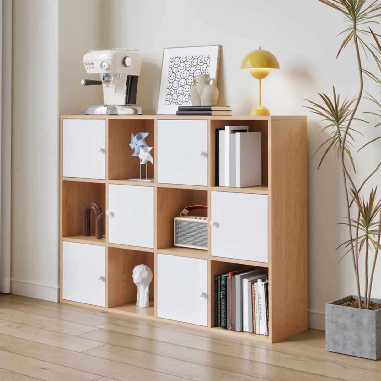 Simple Multi-Level Wood Modular Cube Storage Bookshelf Image - 5