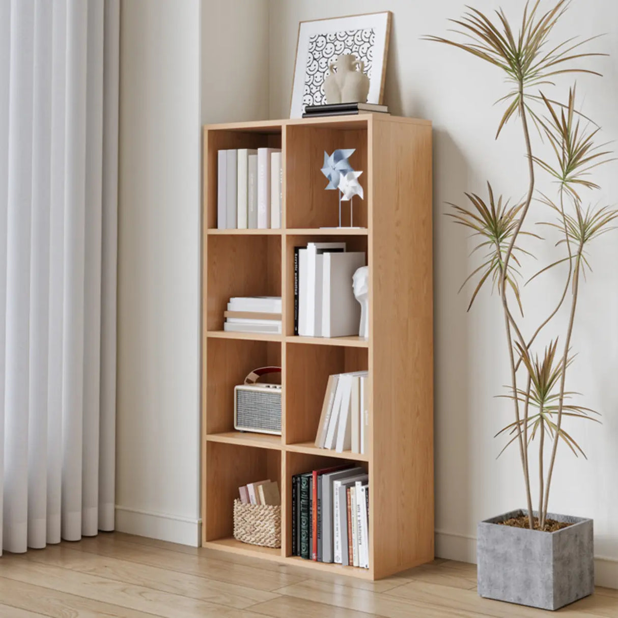 Simple Multi-Level Wood Modular Cube Storage Bookshelf Image - 6