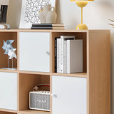 Simple Multi-Level Wood Modular Cube Storage Bookshelf Image - 16