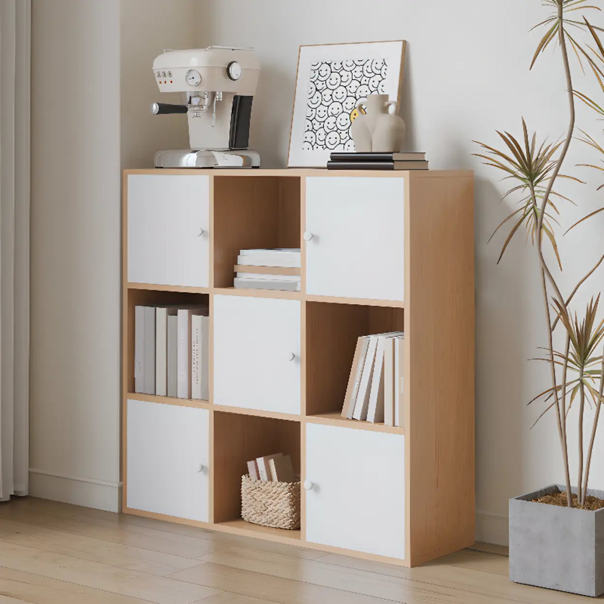 Simple Multi-Level Wood Modular Cube Storage Bookshelf Image - 17