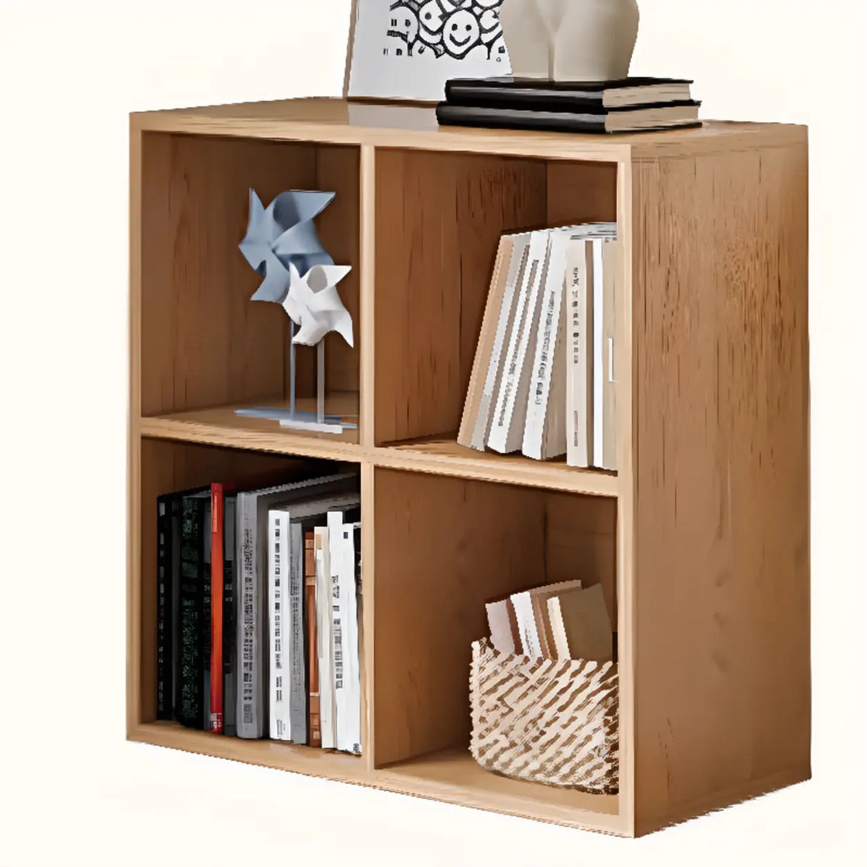 Simple Multi-Level Wood Modular Cube Storage Bookshelf Image - 9