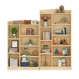 Simple Natural Finish Closed Pine Wood Storage Bookcase Image - 10
