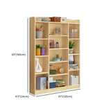Simple Natural Finish Closed Pine Wood Storage Bookcase Image - 15