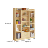 Simple Natural Finish Closed Pine Wood Storage Bookcase Image - 16