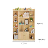 Simple Natural Finish Closed Pine Wood Storage Bookcase Image - 17