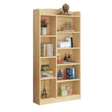 Simple Natural Finish Closed Pine Wood Storage Bookcase Image - 3
