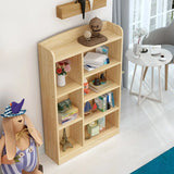 Simple Natural Finish Closed Pine Wood Storage Bookcase Image - 6