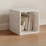 Simple Natural Finish Modular Wooden Cube Bookcase Image - 16