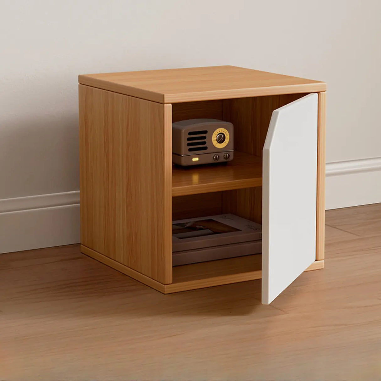 Simple Natural Finish Modular Wooden Cube Bookcase Image - 10