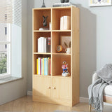 Simple Natural Finish Pine Closed Organizer Bookcase Image - 29