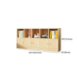 Simple Natural Finish Pine Closed Organizer Bookcase Image - 42