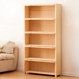 Simple Natural Finish Pine Rectangle Wood Bookcase Image - 14
