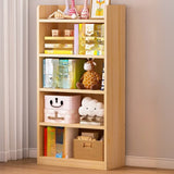 Simple Natural Finish Pine Rectangle Wood Bookcase Image - 17