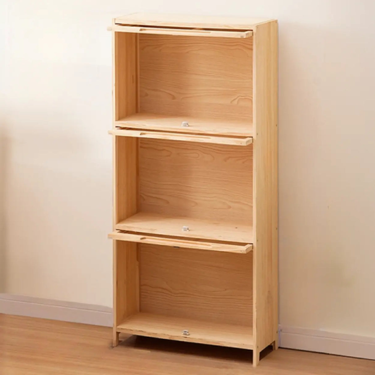 Simple Natural Finish Pine Rectangle Wood Bookcase Image - 28