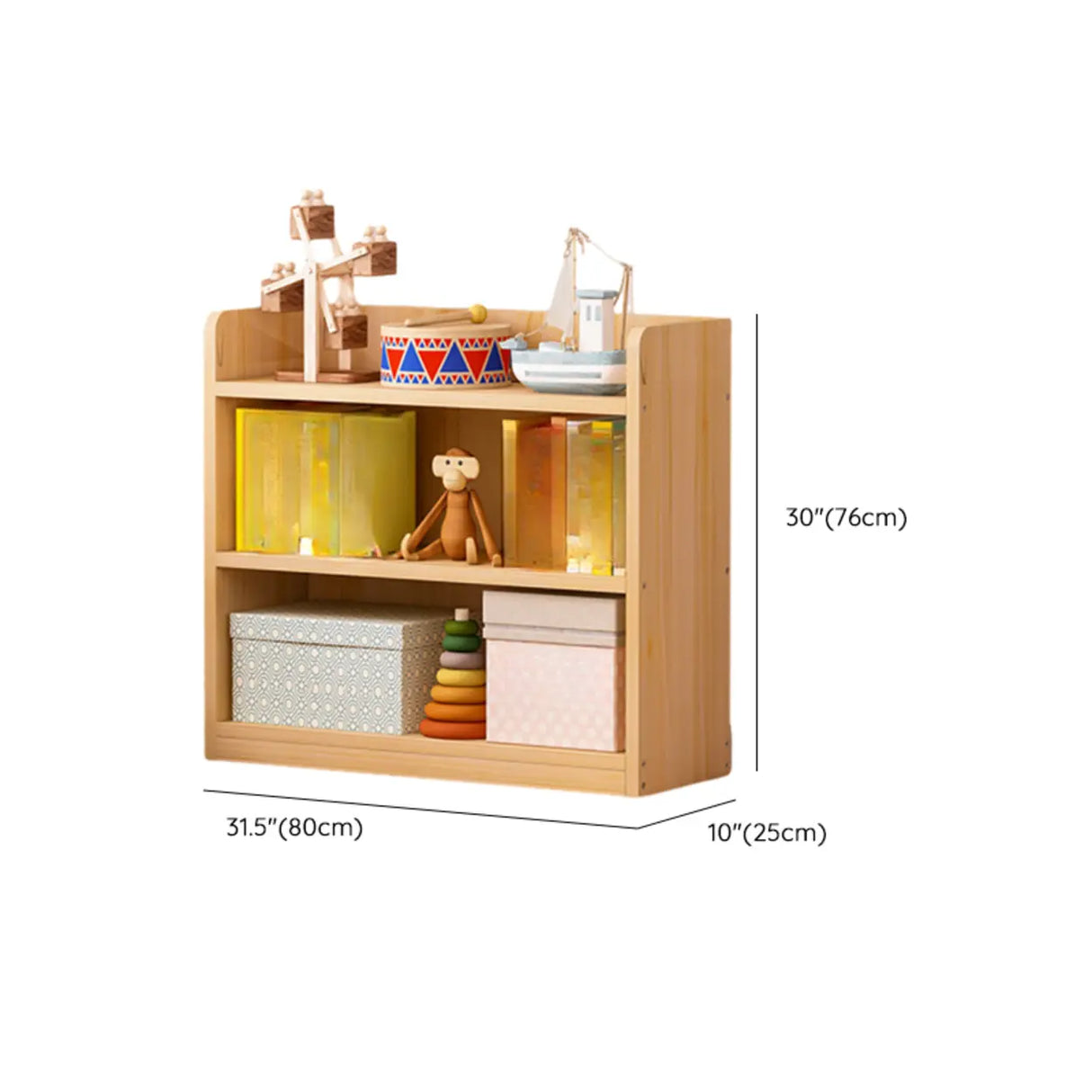 Simple Natural Finish Pine Rectangle Wood Bookcase 
