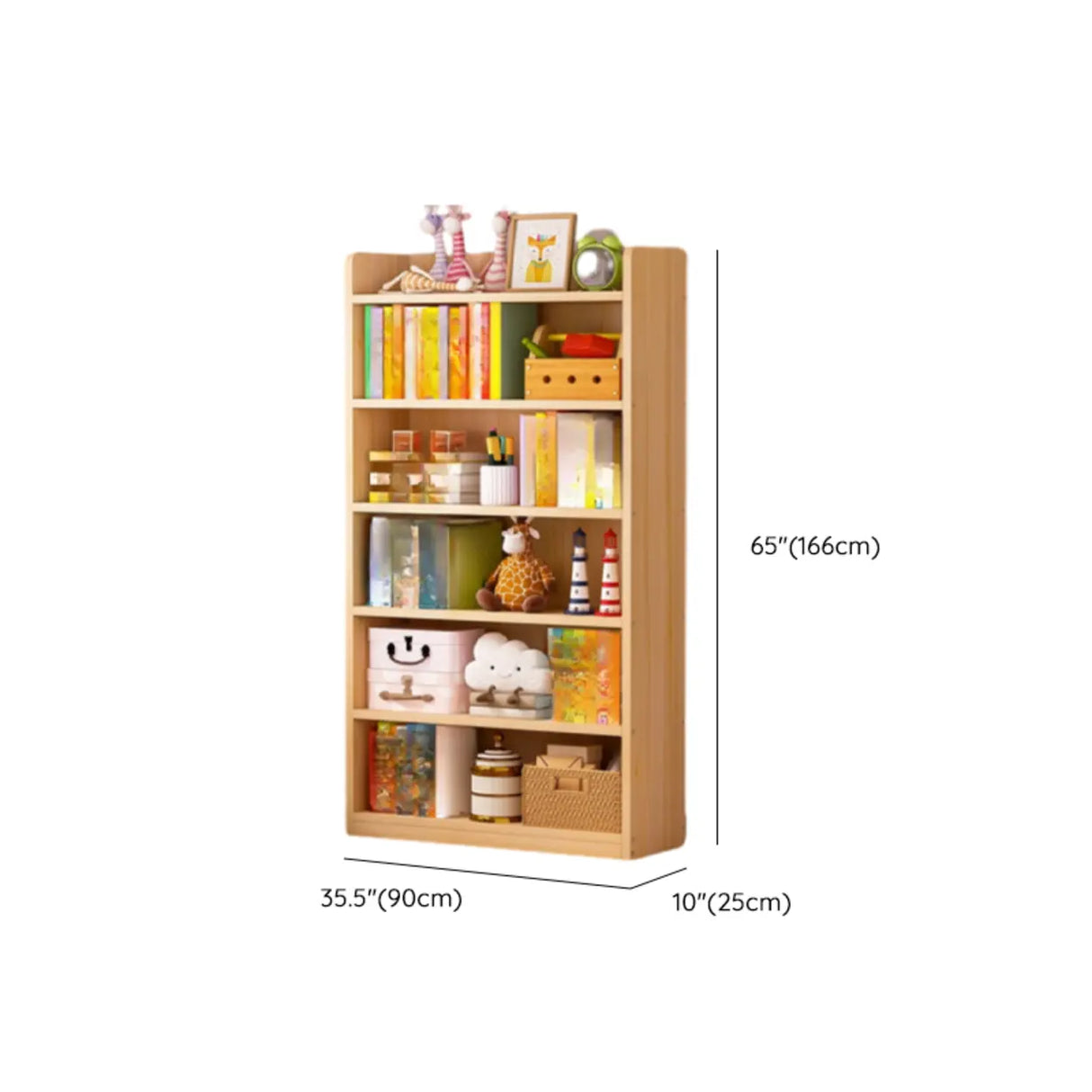 Simple Natural Finish Pine Rectangle Wood Bookcase Image - 31