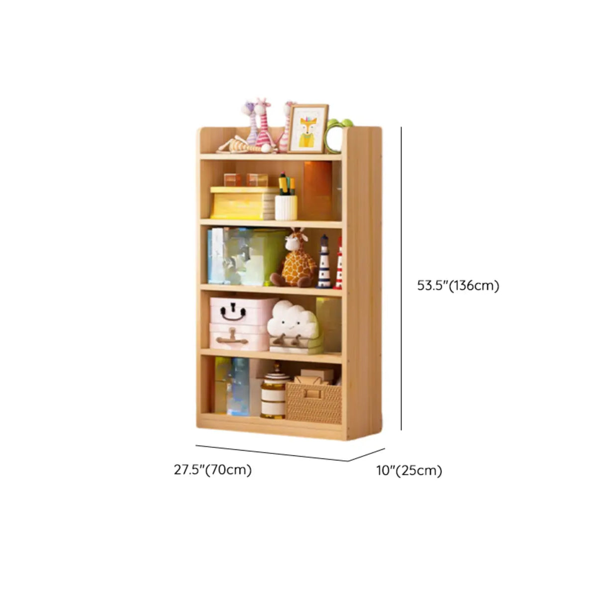 Simple Natural Finish Pine Rectangle Wood Bookcase Image - 36