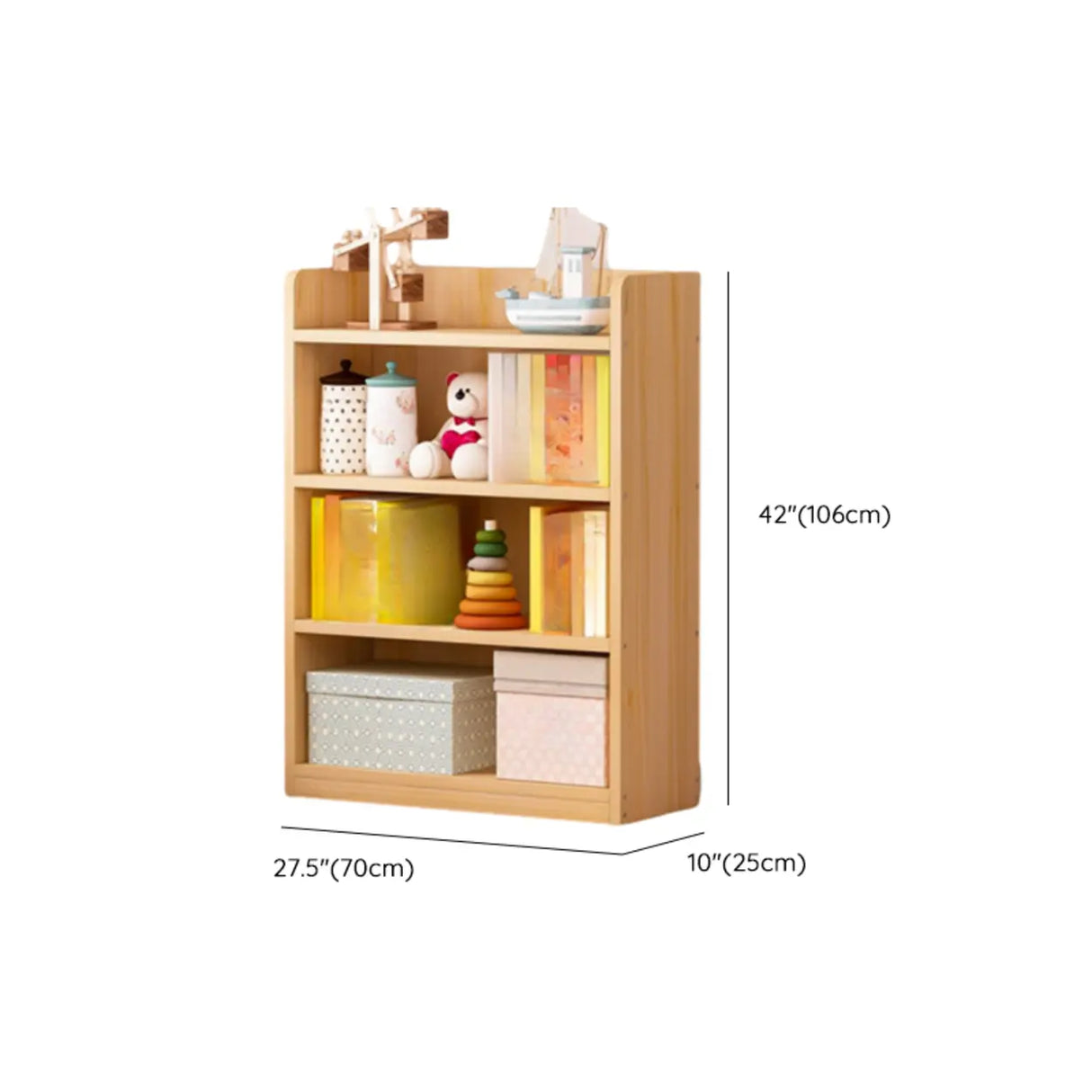 Simple Natural Finish Pine Rectangle Wood Bookcase Image - 37