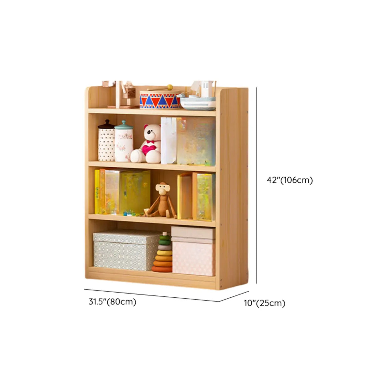 Simple Natural Finish Pine Rectangle Wood Bookcase Image - 38