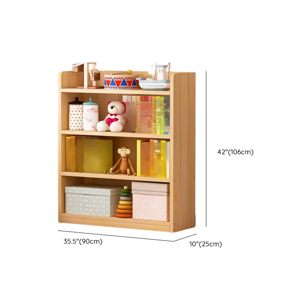 Simple Natural Finish Pine Rectangle Wood Bookcase Image - 39