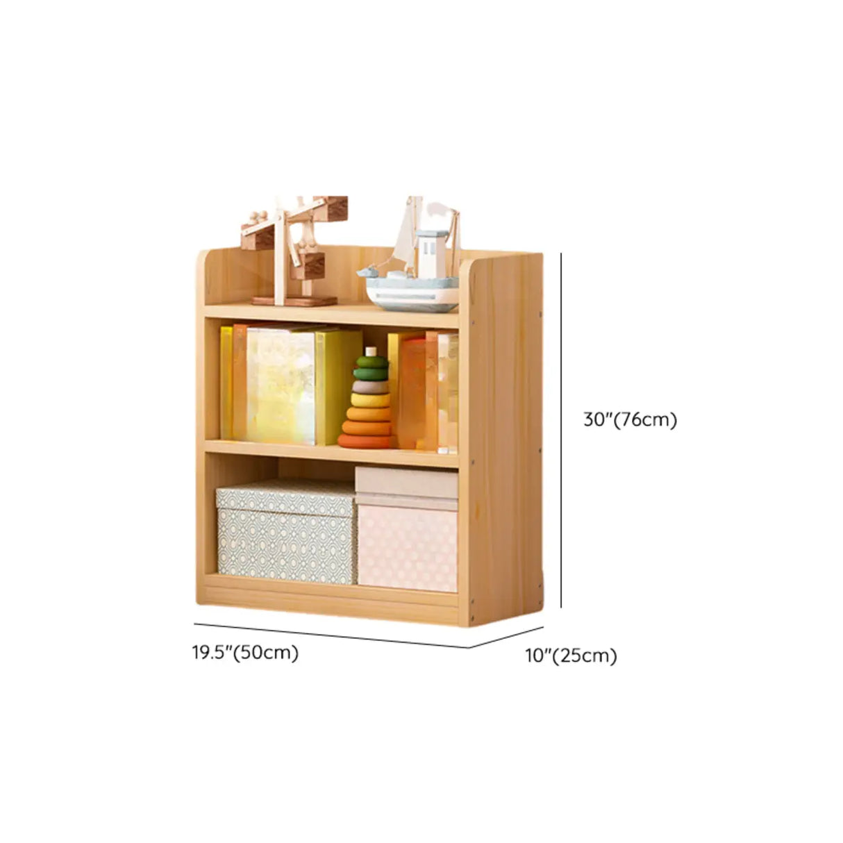 Simple Natural Finish Pine Rectangle Wood Bookcase Image - 40