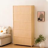 Simple Natural Finish Pine Rectangle Wood Bookcase Image - 5