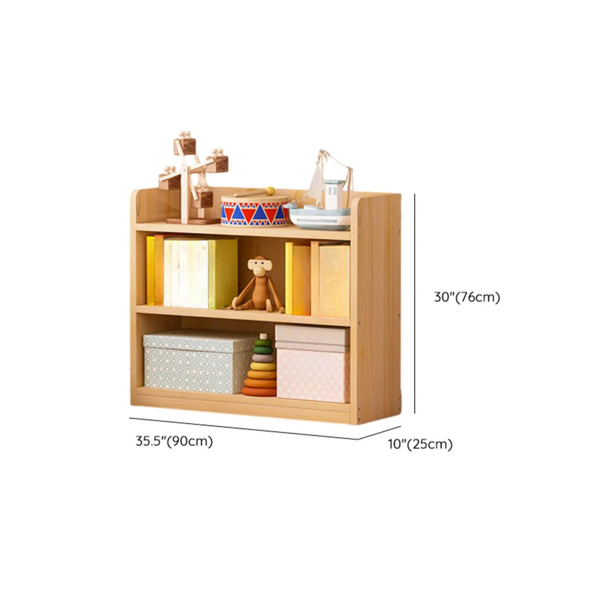 Simple Natural Finish Pine Rectangle Wood Bookcase Image - 42